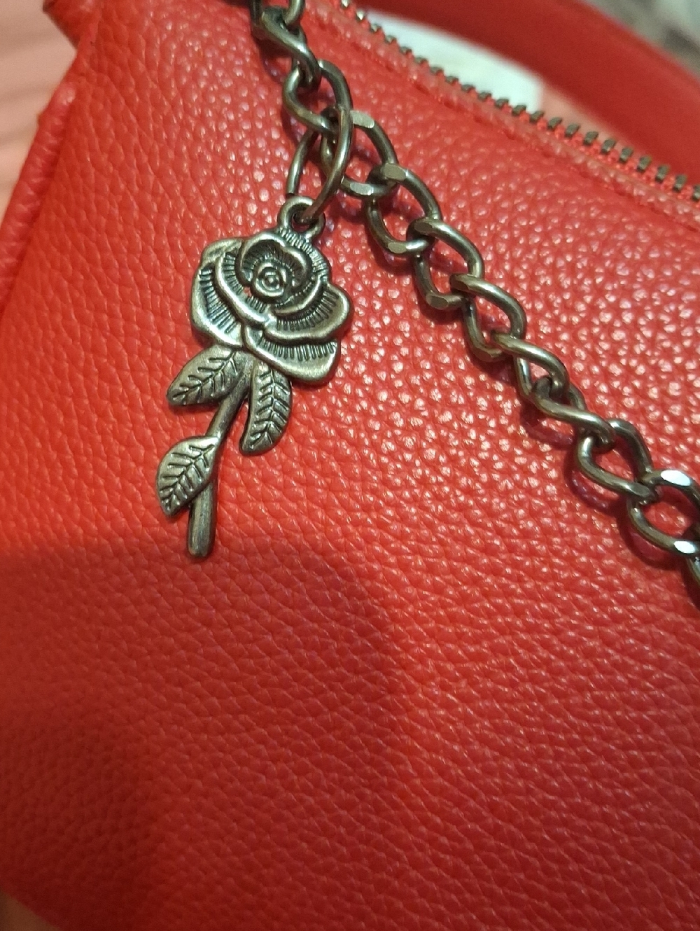 Ed Hardy Red leather Baguette shoulder bag with crossbody strap - Picture 6 of 9